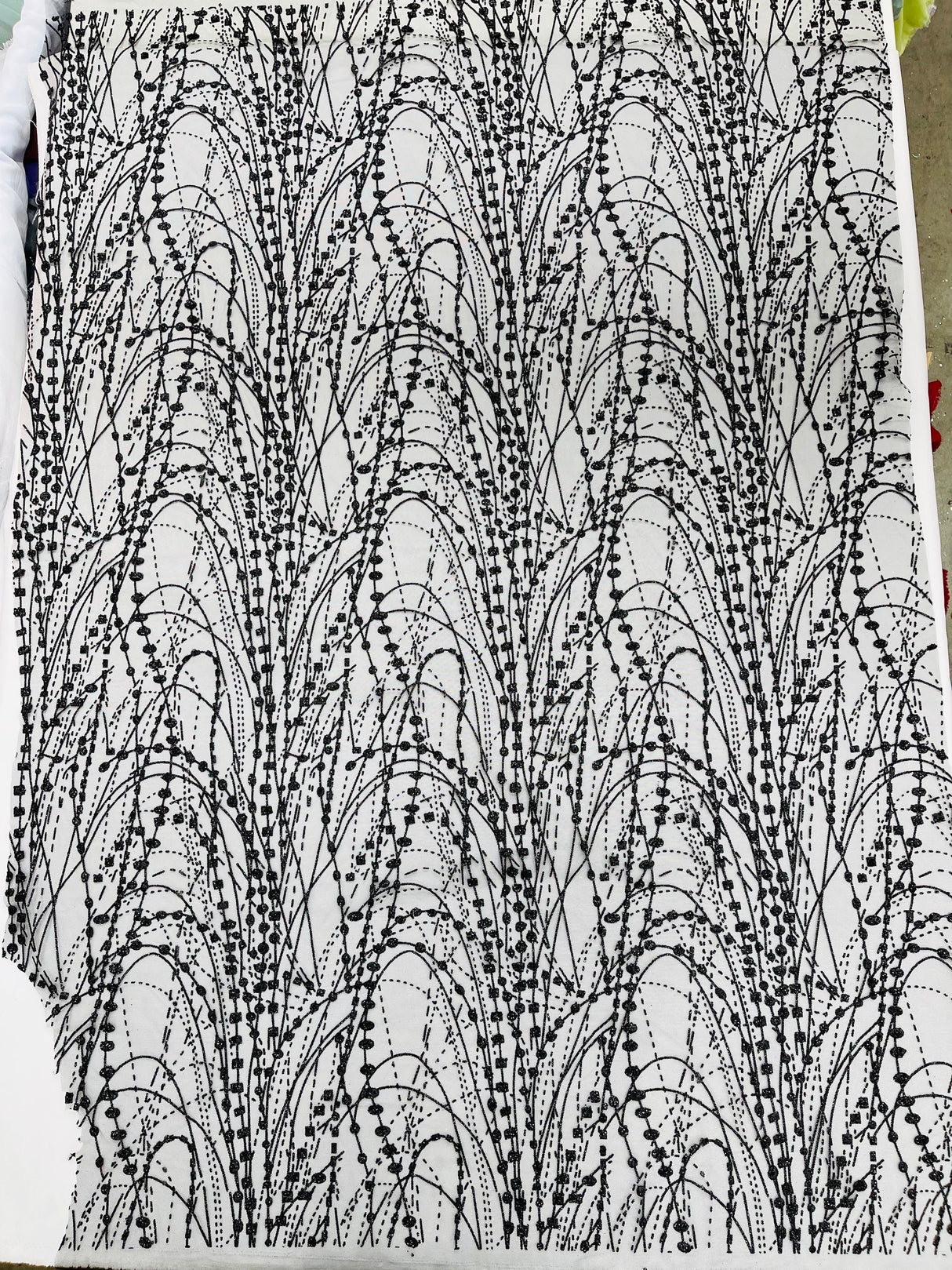 Galaxy Glitter Design Mesh Lace Polyester Fabric - Glitter Galaxy Pattern, 52-54" Width (1 Yard)
