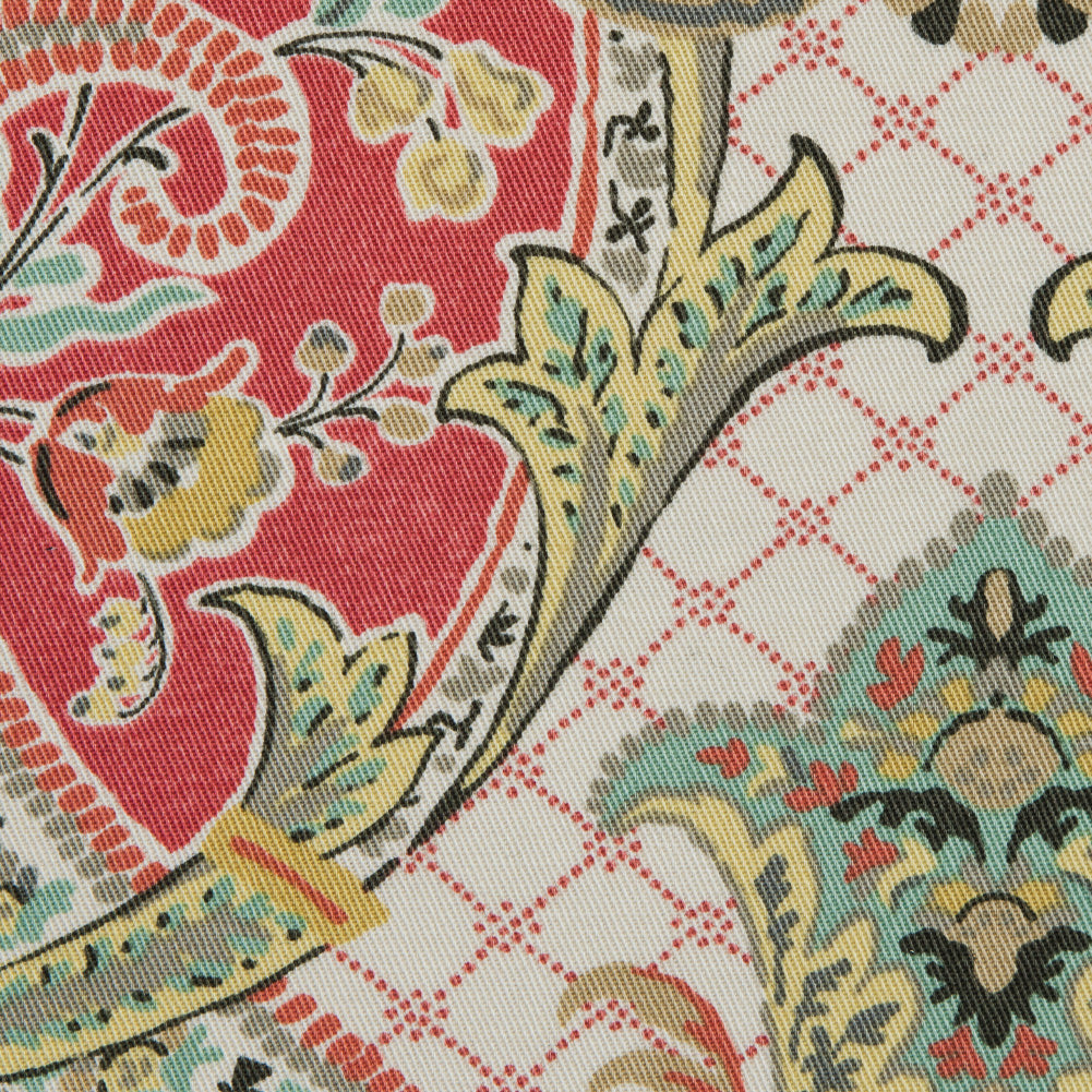 Radish Damask Paisley Printed Cotton Twill