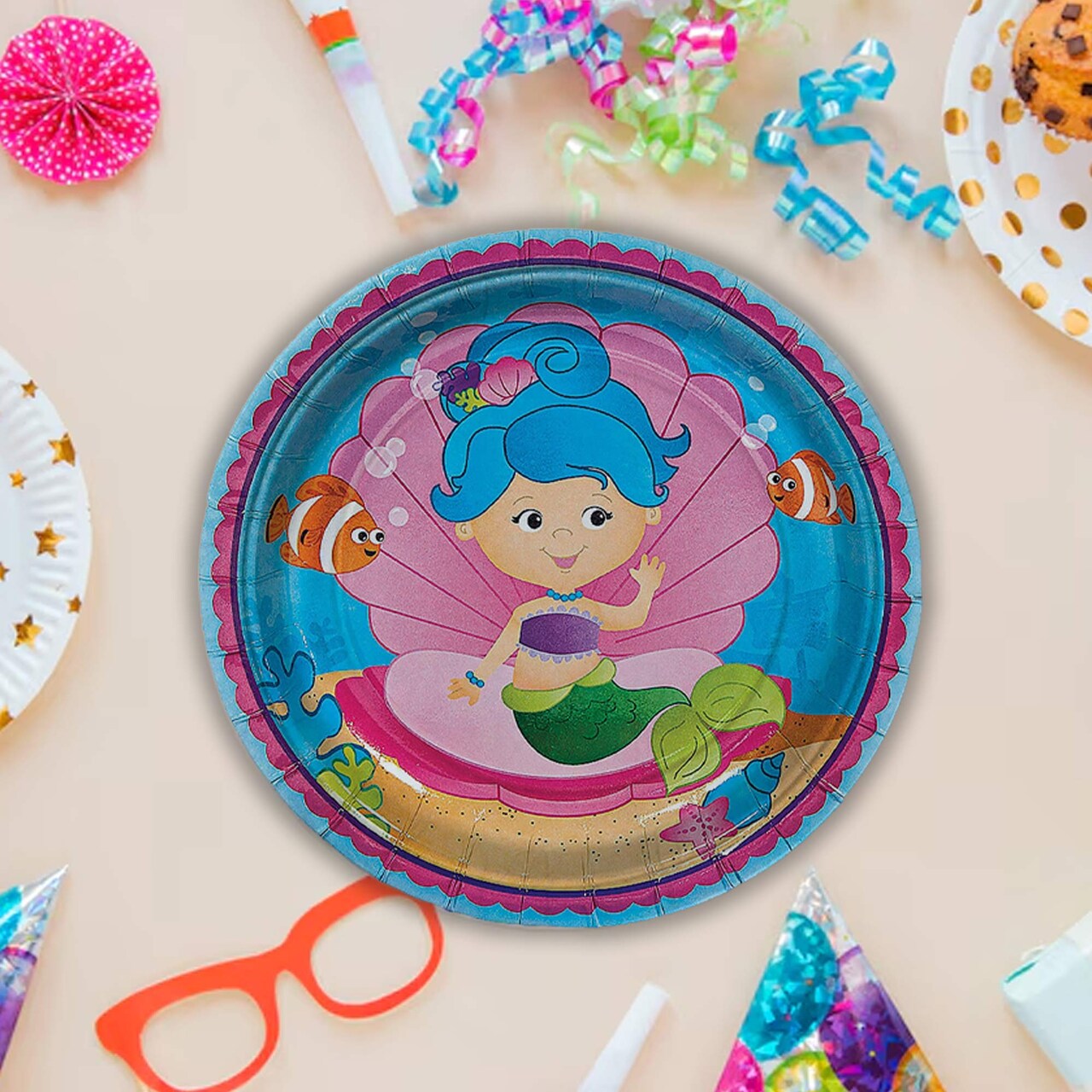 8 Ct. 7" Mermaid Party Dessert Plates Underwater-Themed Paper Plates