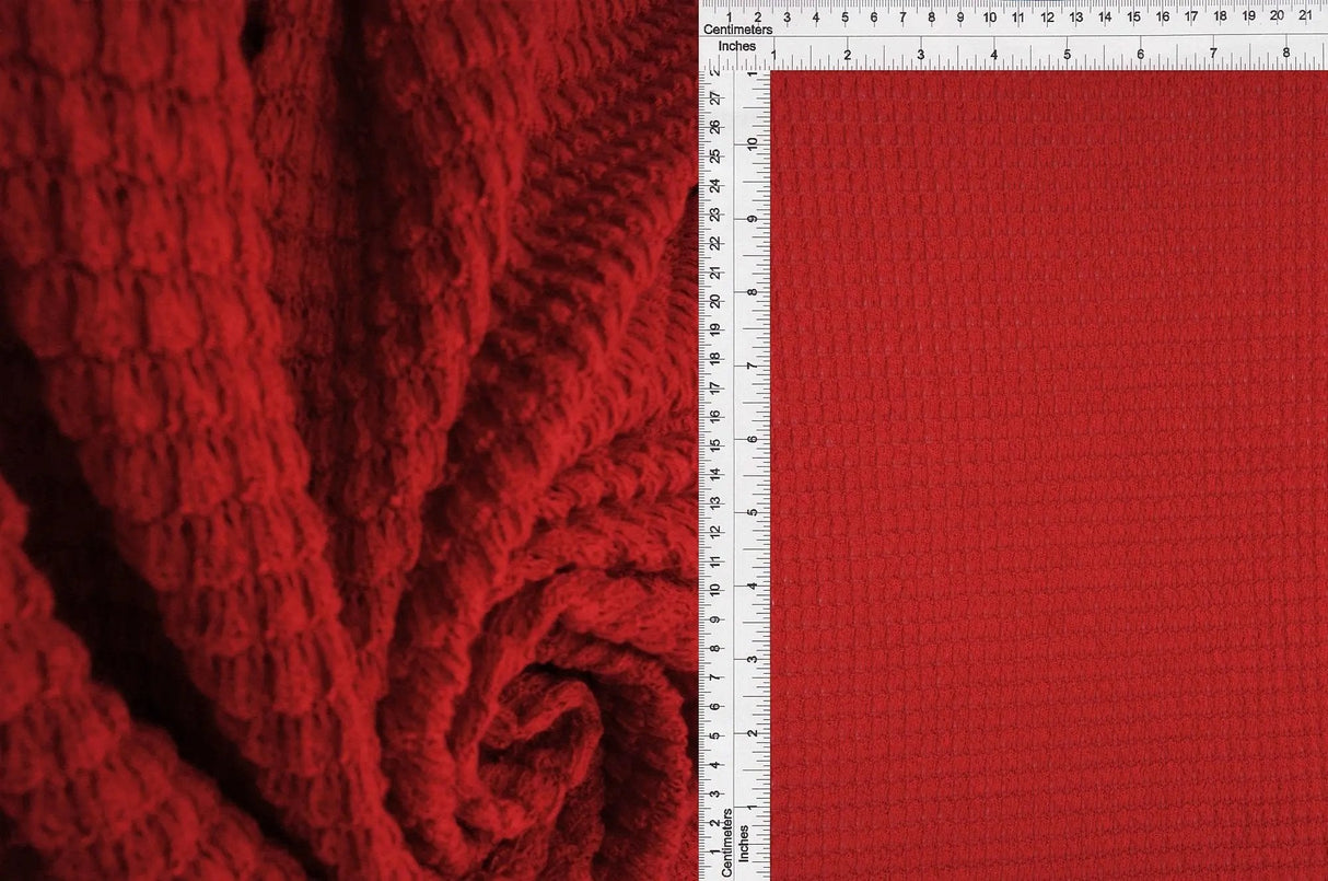 1 Yard Oversize Waffle Solid Knit Fabric 220 GSM, 54/56'' Wide Polyester Rayon Spandex Blend