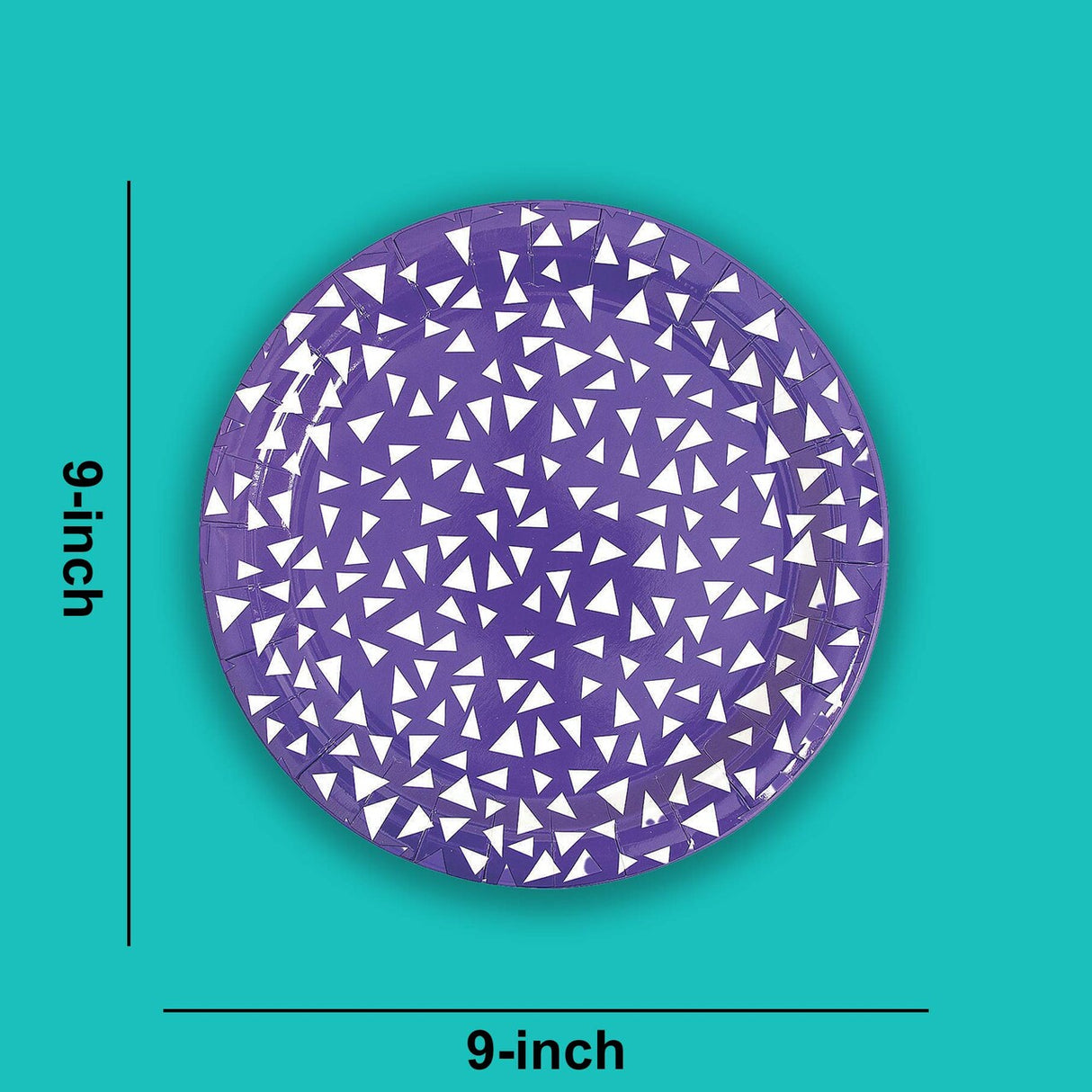 8 Ct. 9" Purple Terrazzo Triangle Print Round Paper Dinner Plates