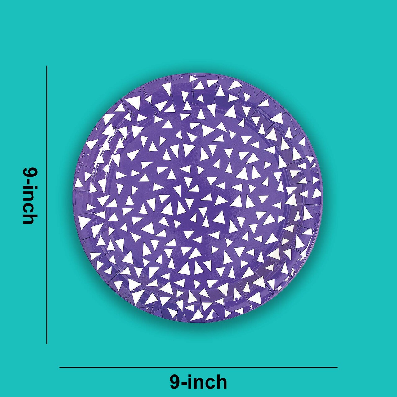 8 Ct. 9" Purple Terrazzo Triangle Print Round Paper Dinner Plates
