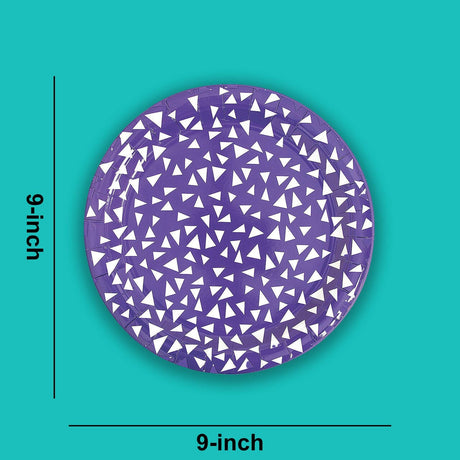 8 Ct. 9" Purple Terrazzo Triangle Print Round Paper Dinner Plates