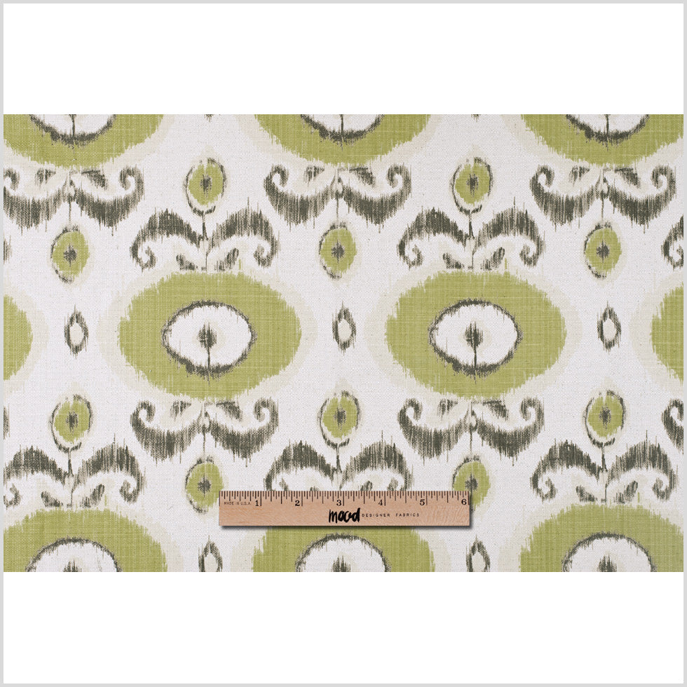 Green Floral Ikat Cotton-Blend Woven