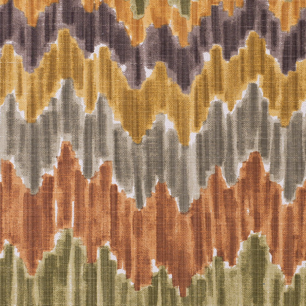 Orange/Green Flamestitch Cotton-Blend Woven
