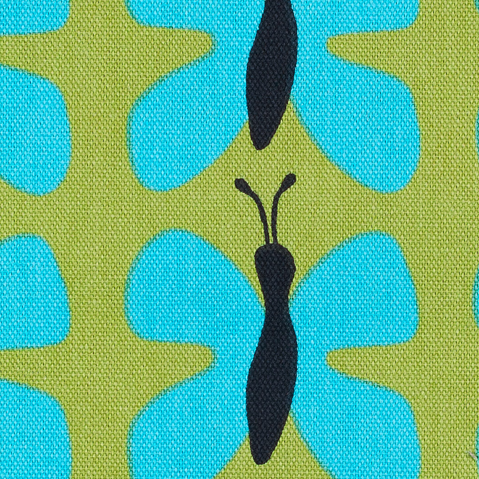 Swedish Green and Blue Small Butterflies Cotton
