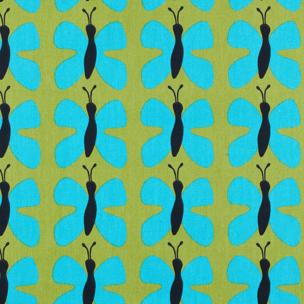 Swedish Green and Blue Small Butterflies Cotton