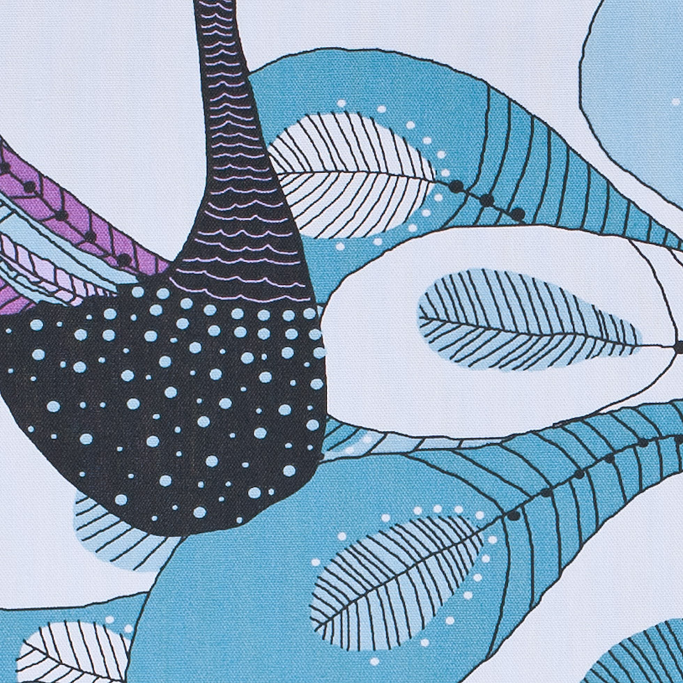 Swedish Aqua and Orchid Peacock Cotton