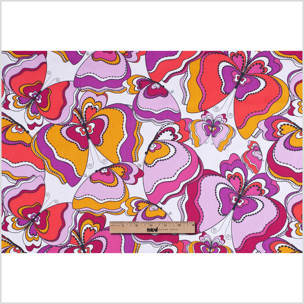 Swedish Orange and Purple Mod Butterflies Cotton