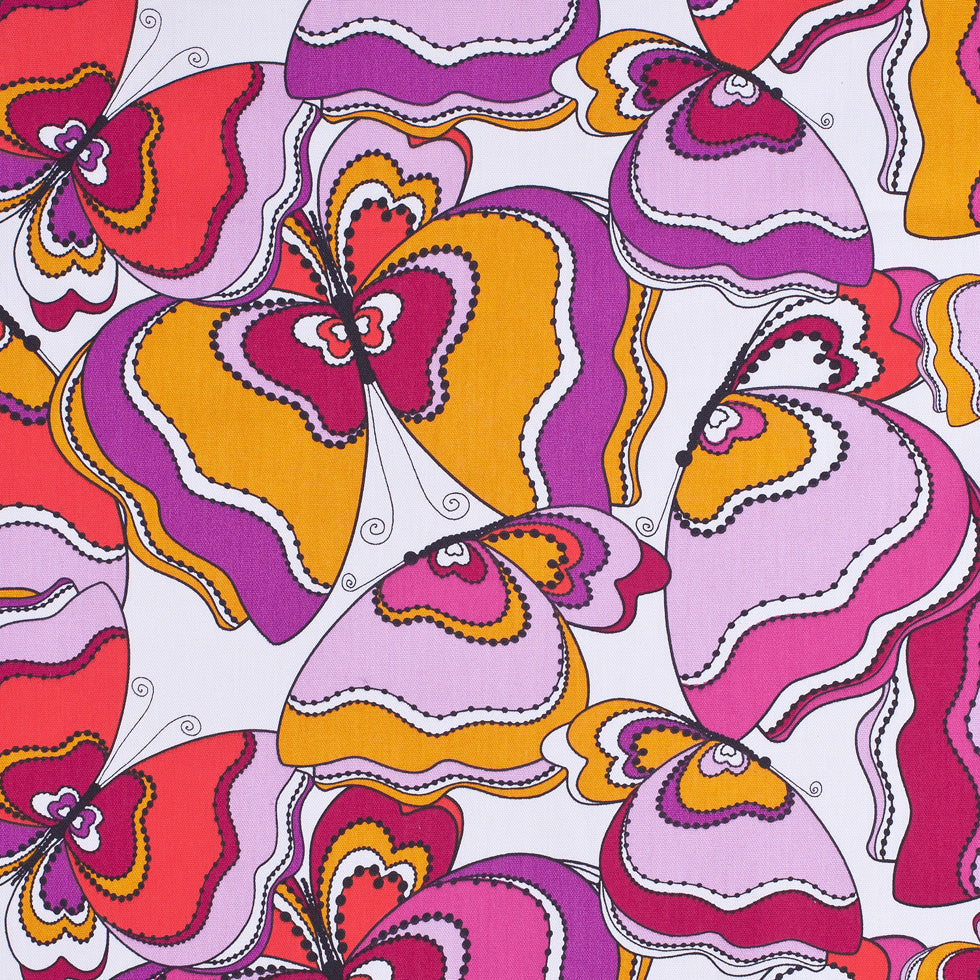 Swedish Orange and Purple Mod Butterflies Cotton