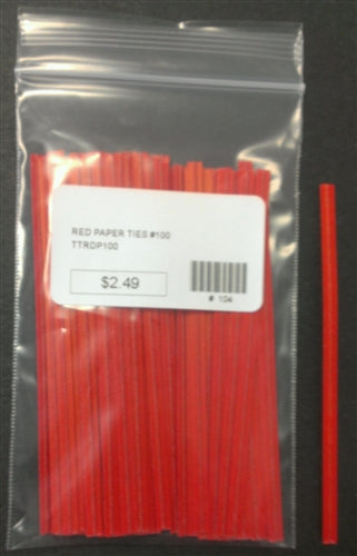 Red Paper Twist Ties - 100 Pack