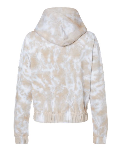 Women's Sueded Fleece Tie-Dyed Crop Hooded Sweatshirt