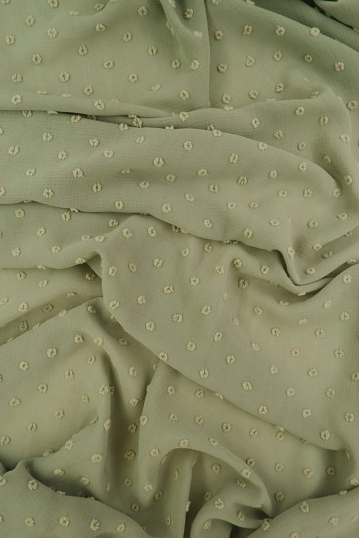 1 Yard Waffle Swiss Dot Chiffon Woven Fabric Textured Sheer Soft Drapery 59/60" Width