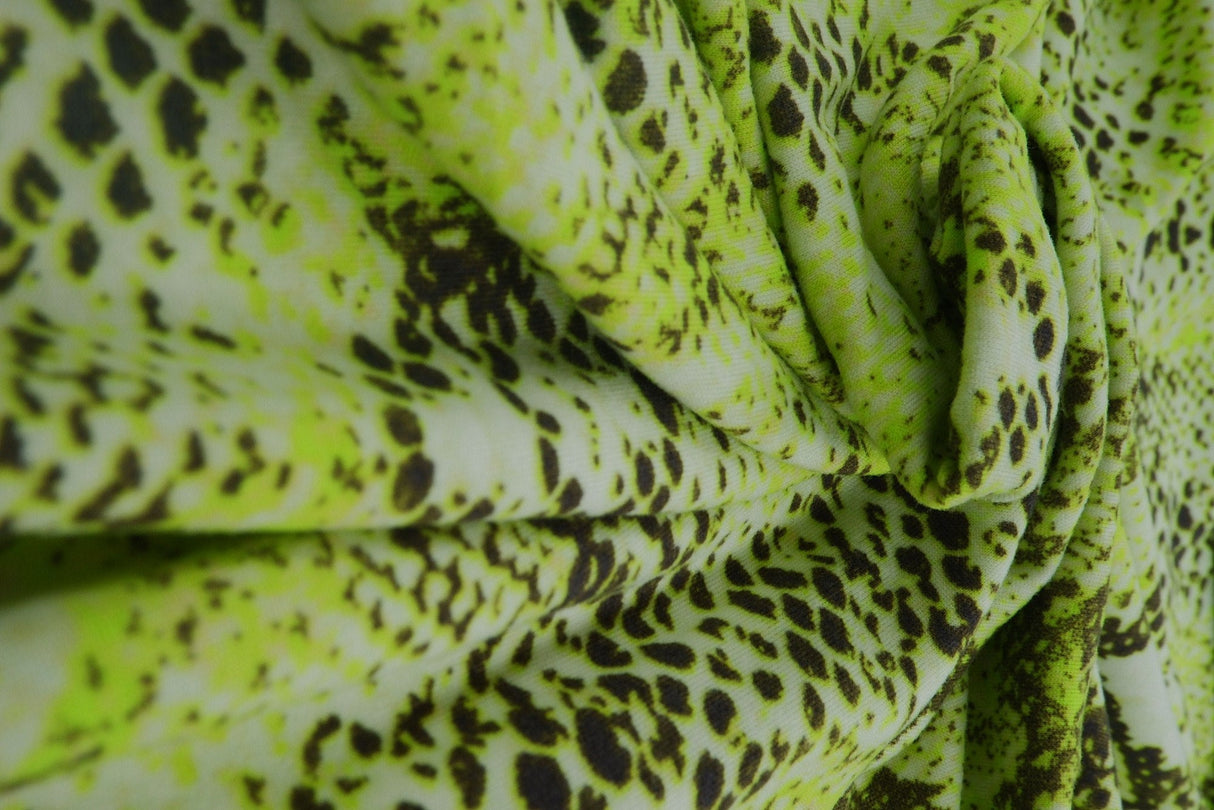 Snake Skin Print DTY Brushed Knit Lime Neon