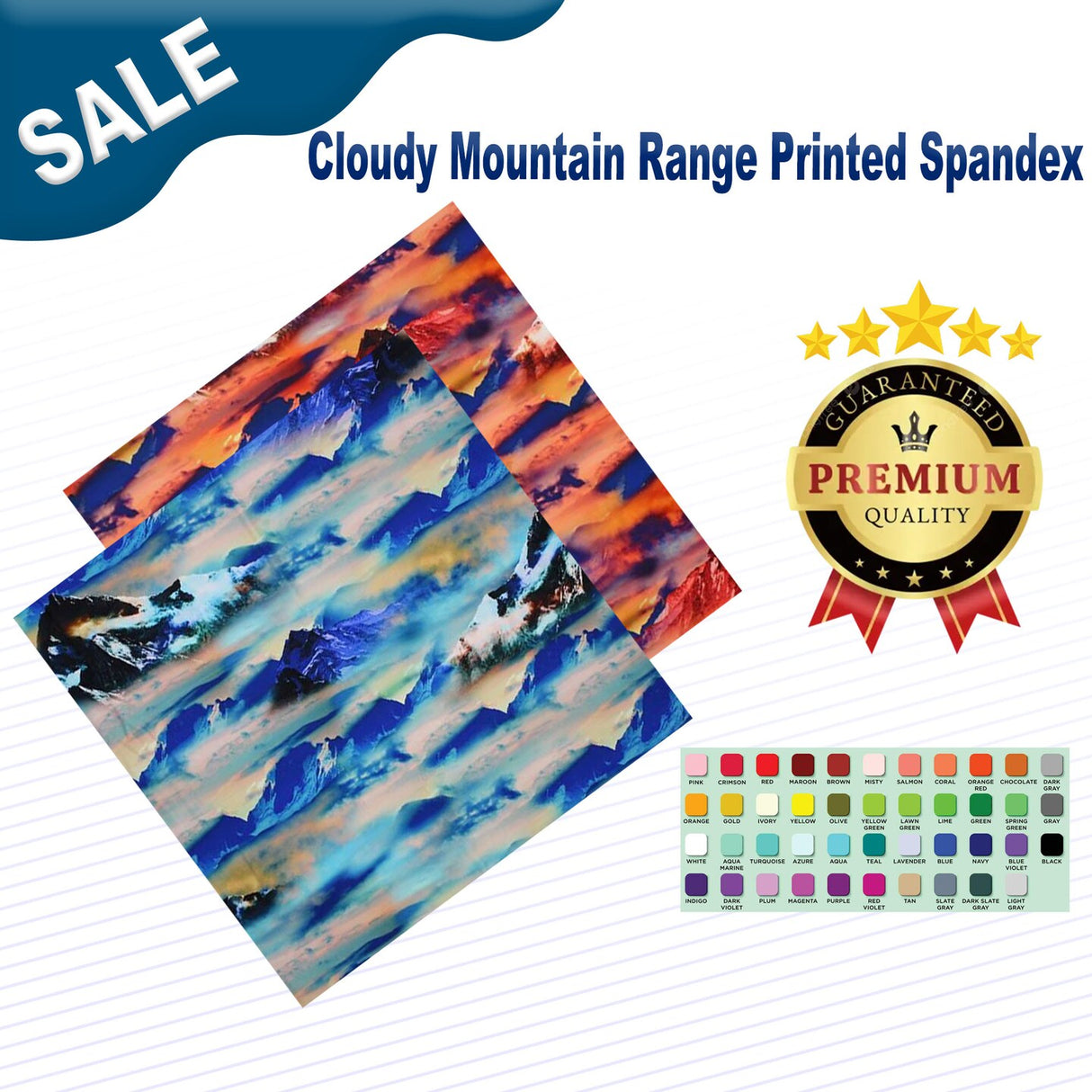 Cloudy Mountain Range Printed Spandex
