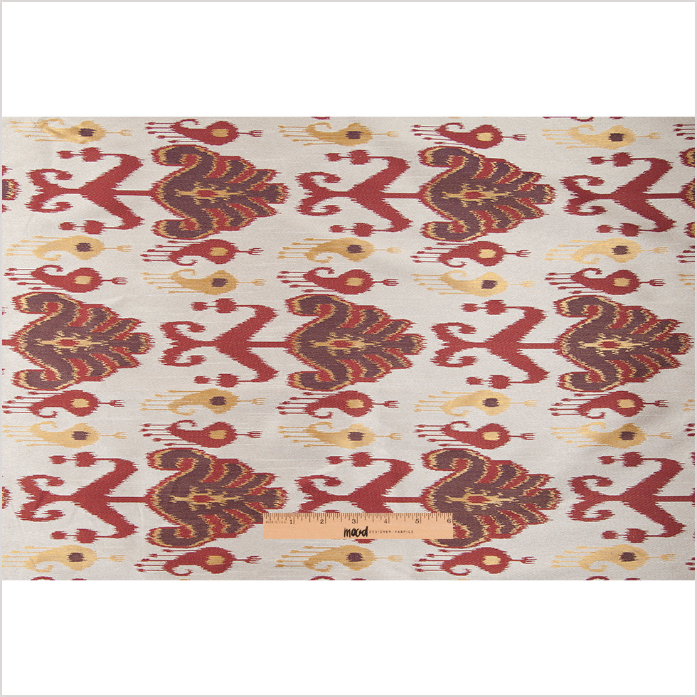 Rust, Brown and Gold Double-Wide Ikat Print Poly Woven