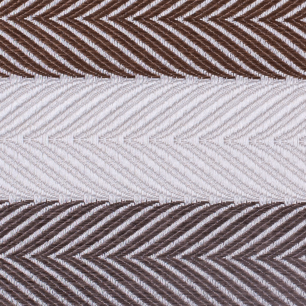Ivory and Brown Herringbone Stripes Poly Brocade