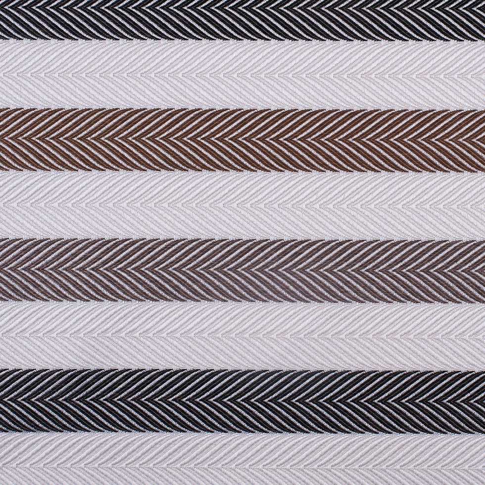 Ivory and Brown Herringbone Stripes Poly Brocade