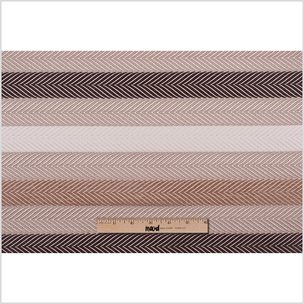 Tan Herringbone Stripes Poly Brocade