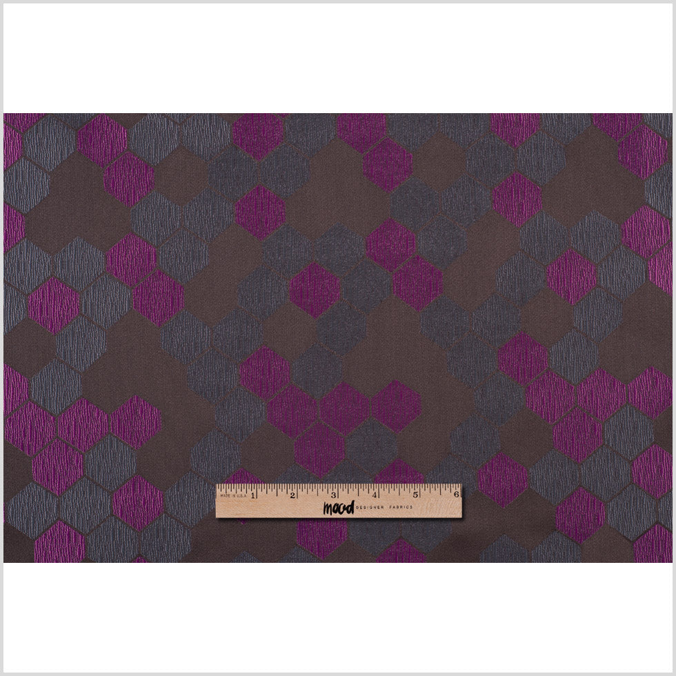 "Cells" Brown and Fuchsia Poly Brocade