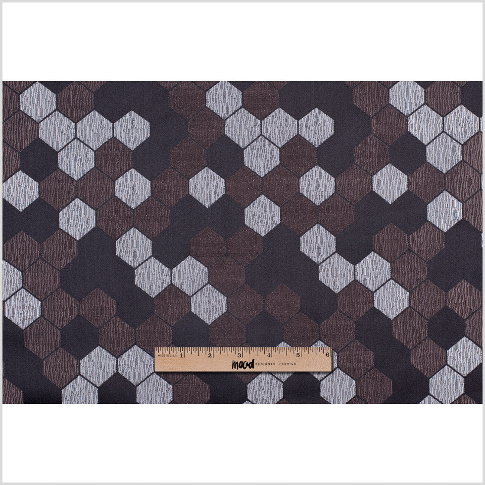 "Cells" Brown and Silver Poly Brocade