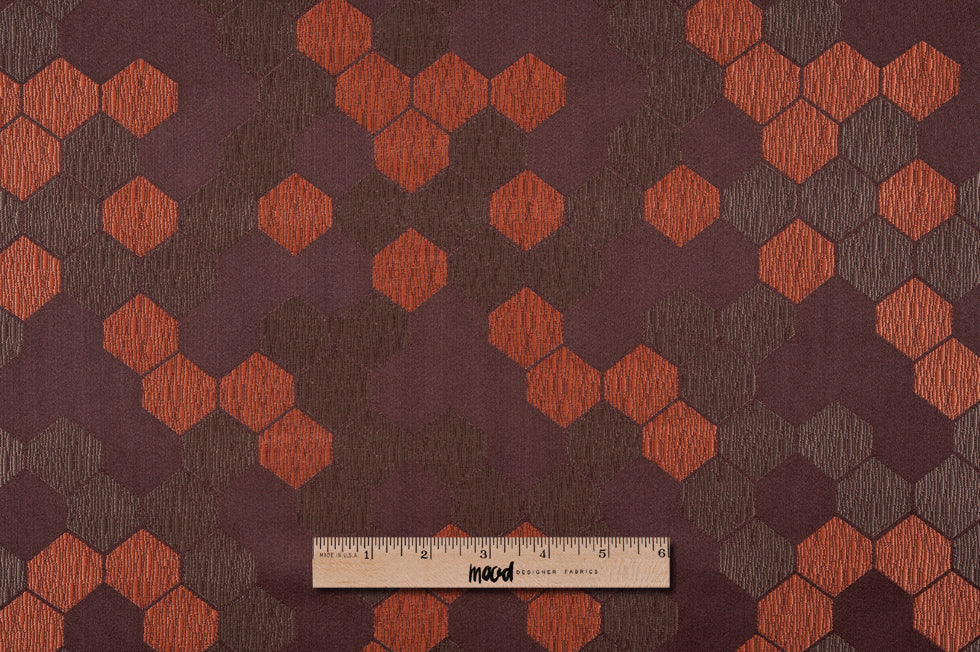 "Cells" Tan and Orange Poly Brocade