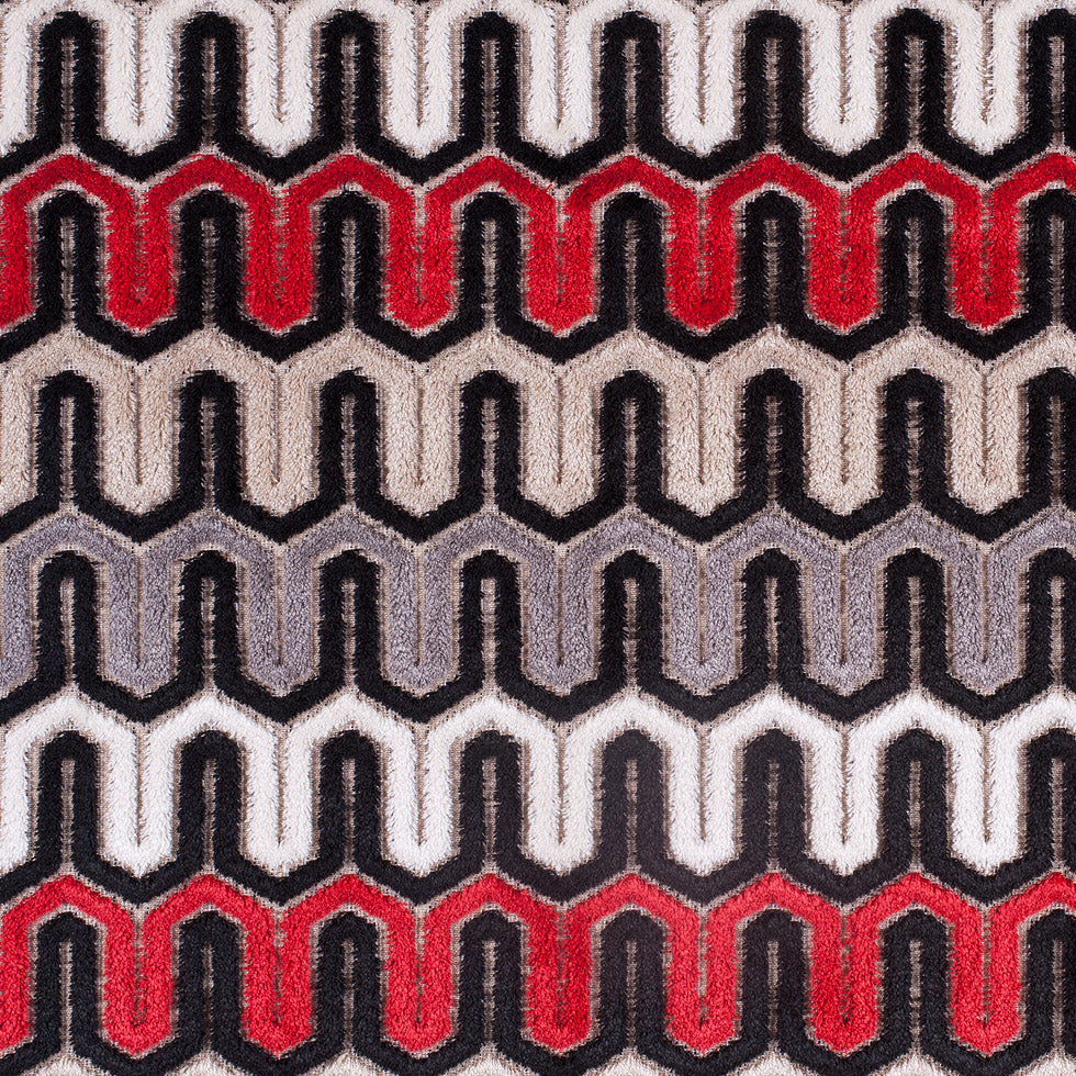 Black, Red and Gray Geometric Velvet Tapestry