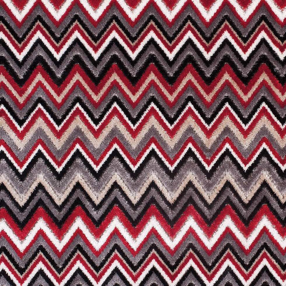 Red & Gray Flamestitch Velvet Tapestry