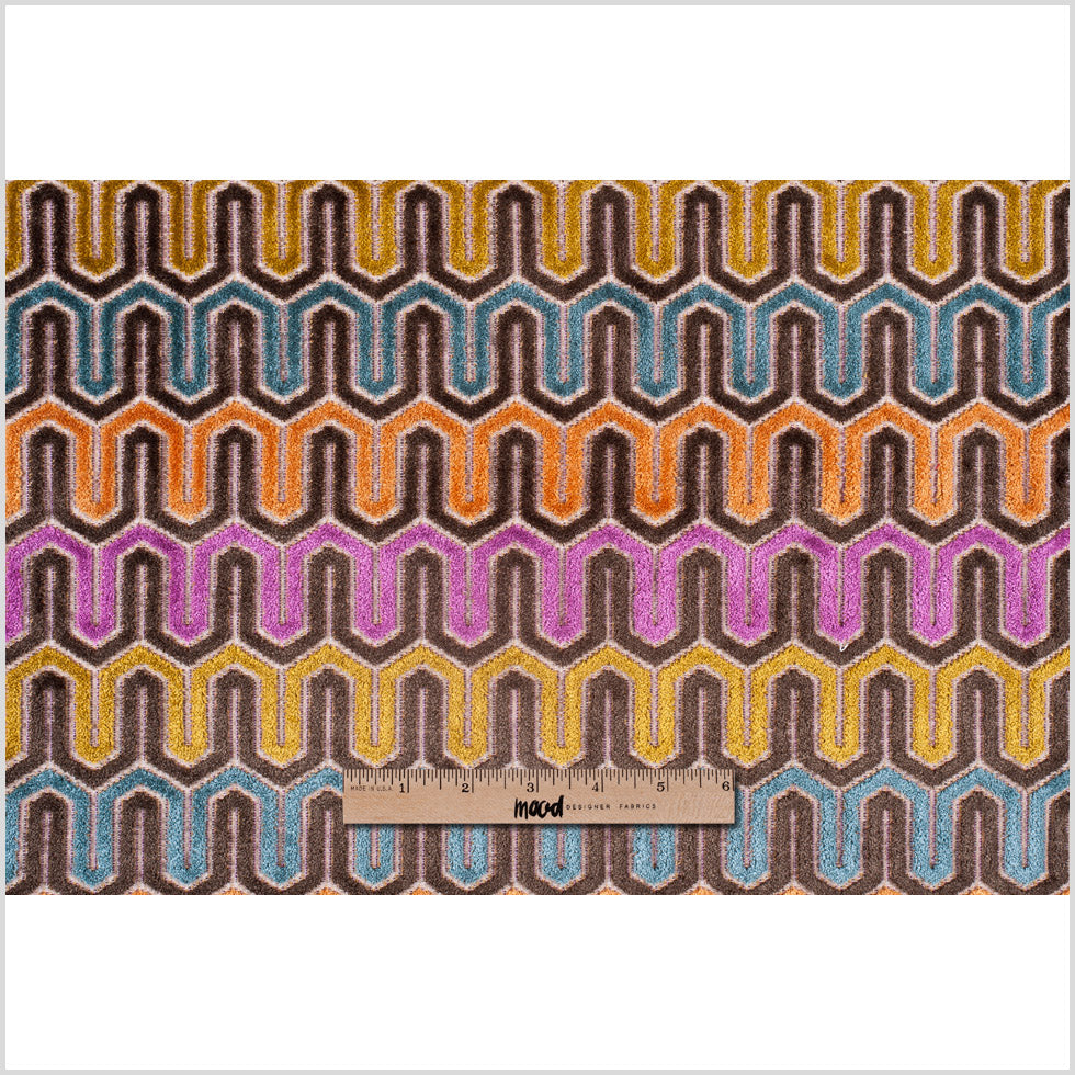 Brown & Purple Geometric Velvet Tapestry
