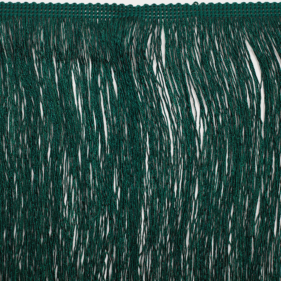 European Chainette Fringe Trim - 8" - Emerald Green - Lindsay Collection