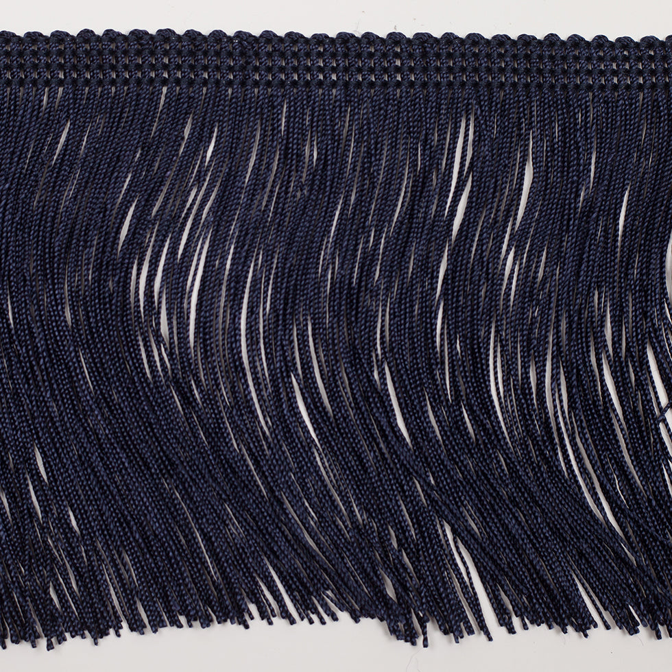 European Chainette Fringe Trim - 4" - Dark Blue - Lindsay Collection