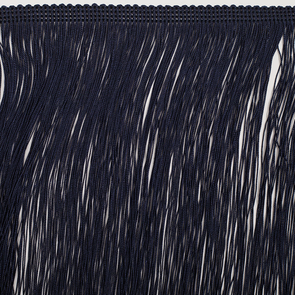 European Chainette Fringe Trim - 8" - Dark Blue - Lindsay Collection