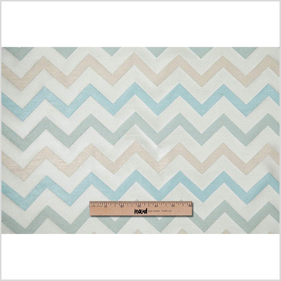 Ivory/Aqua Bold Chevron Jacquard