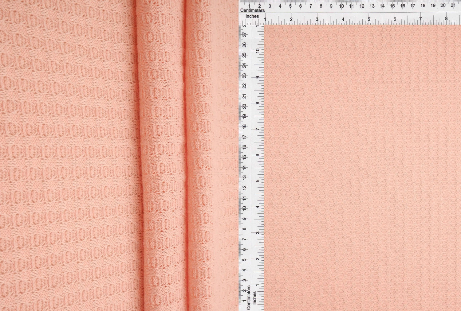 1 Yard Waffle Solid Knit Fabric, 58/60? Wide Polyester Rayon Spandex Blend