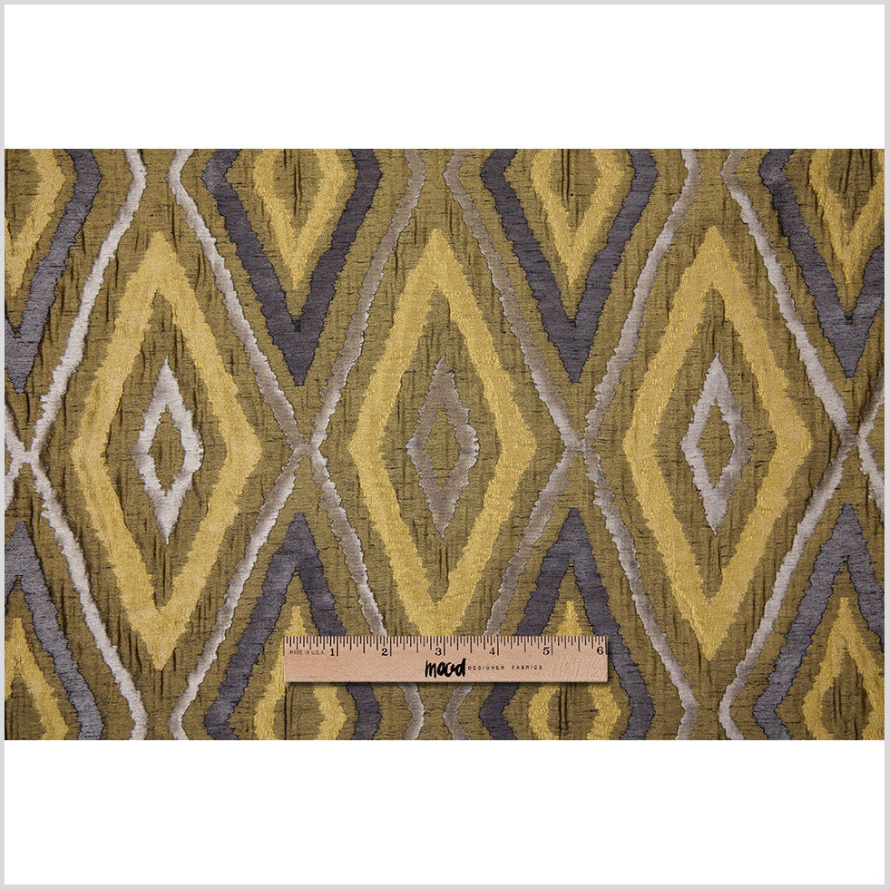 Chartreuse/Gray Dramatic Diamonds Brocade