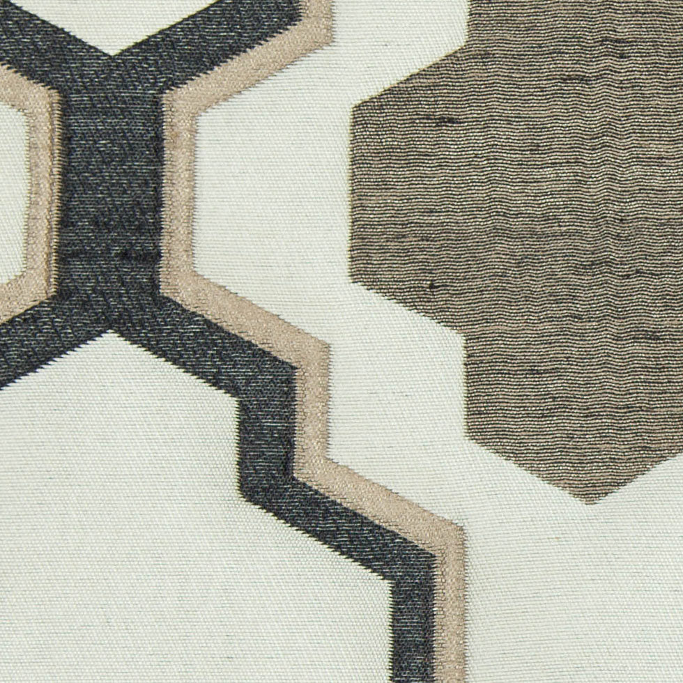 Beige and Black Geometric Lines and Shapes Satiny Brocade