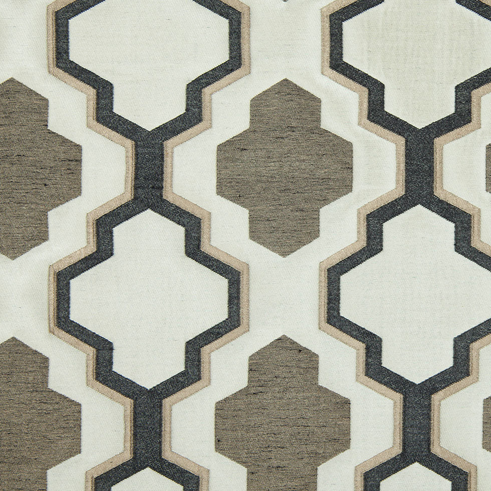 Beige and Black Geometric Lines and Shapes Satiny Brocade