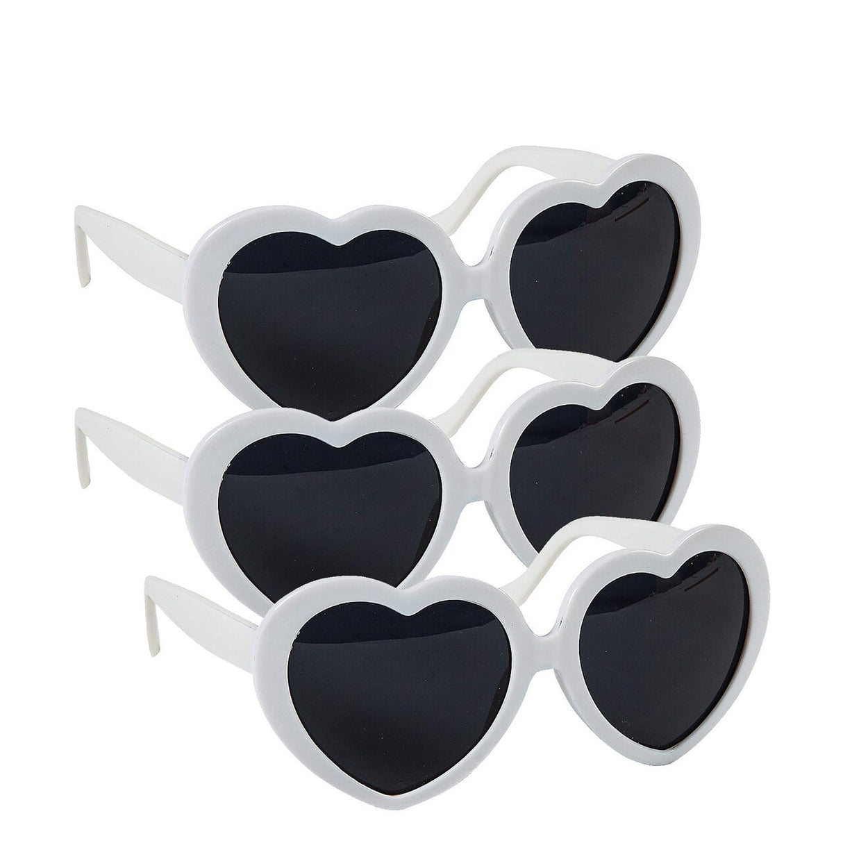 Adults White Heart-Shaped Sunglasses - 12 Pc.