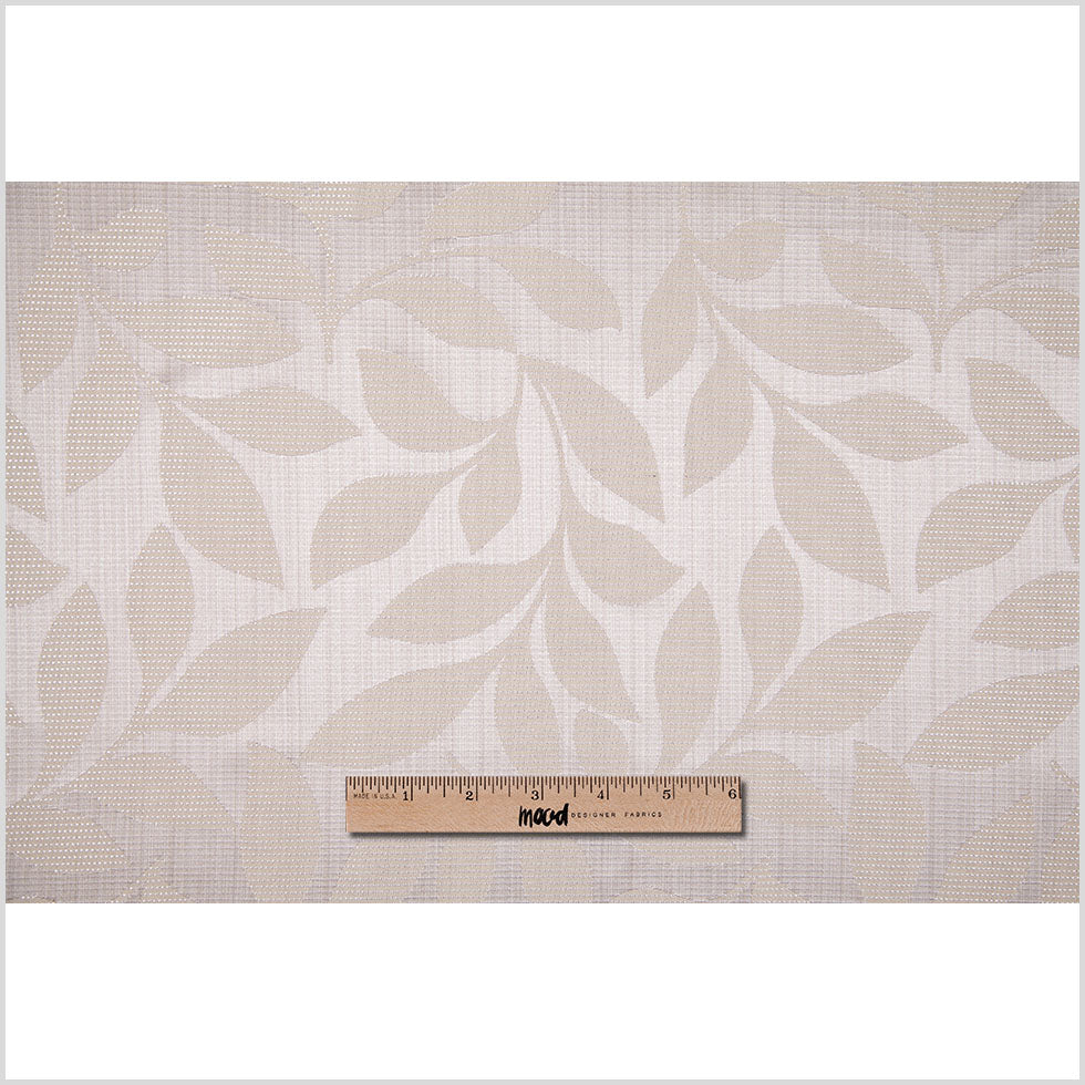 Beige Satiny Woven Leaves Jacquard