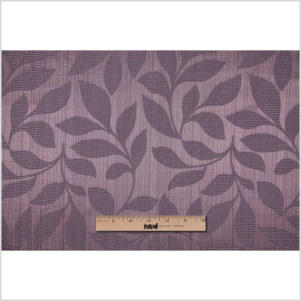 Plum Satiny Woven Leaves Jacquard