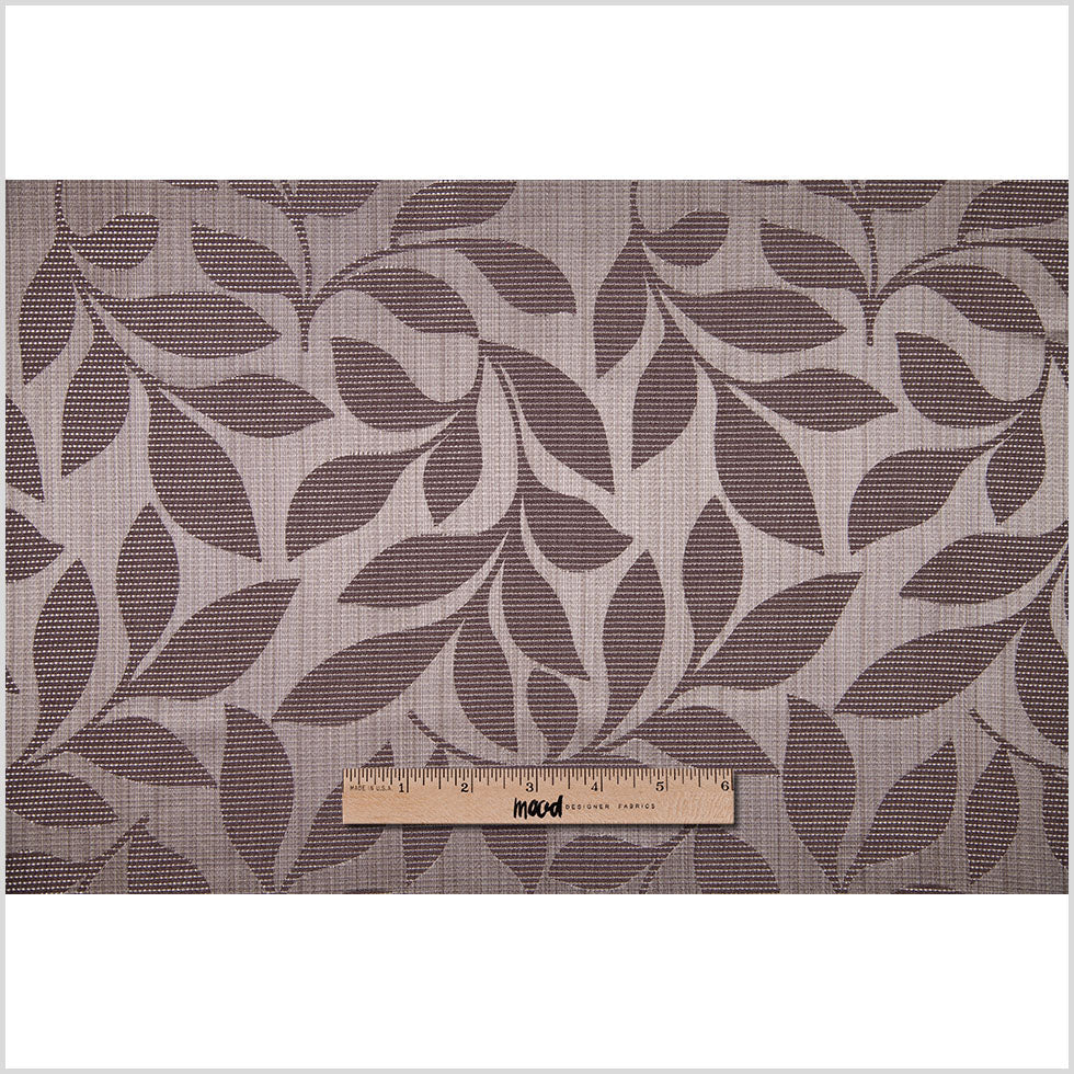 Brown Sand Satiny Woven Leaves Jacquard