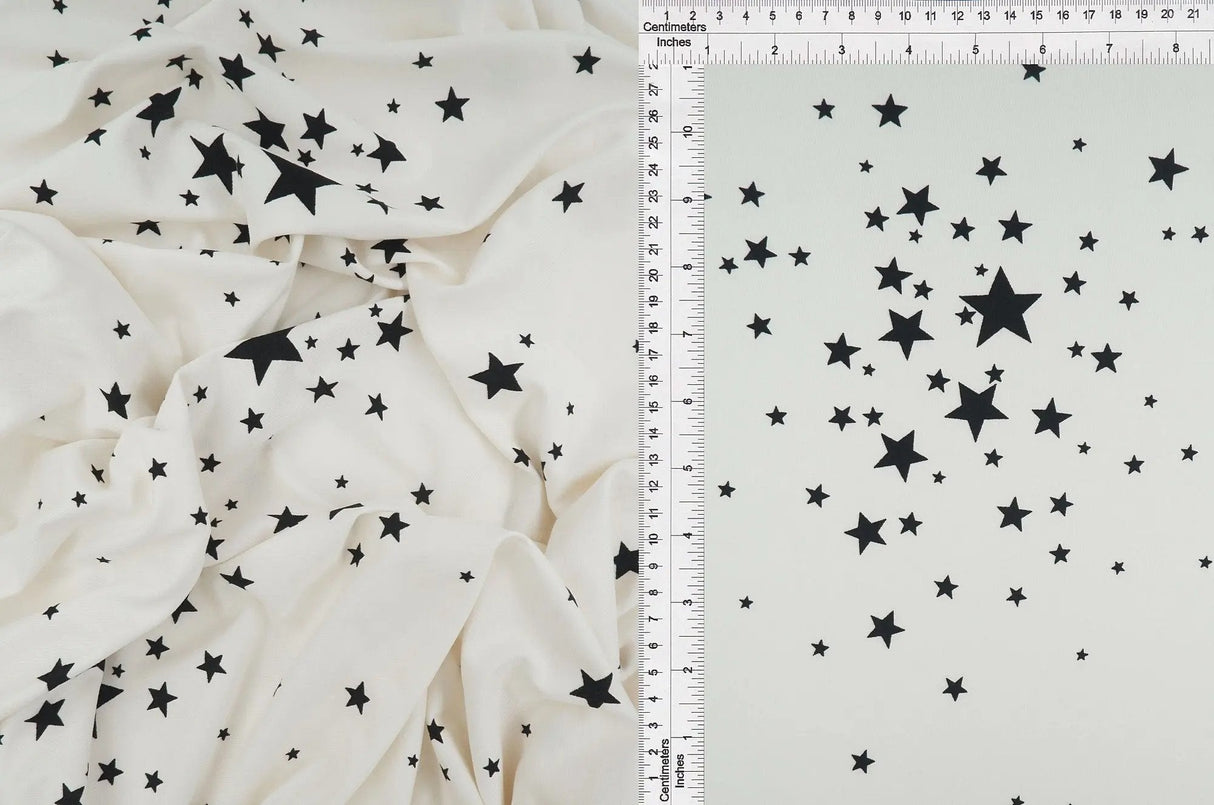 1 Yard Star Print DTY Brushed Knit Fabric Soft Stretch Polyester Spandex 58/60 Inches Wide