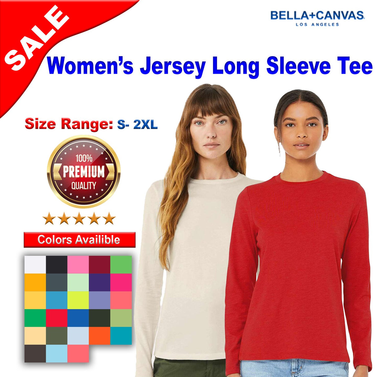 BELLA + CANVAS® Women Jersey Crewneck Long Sleeve T-Shirt