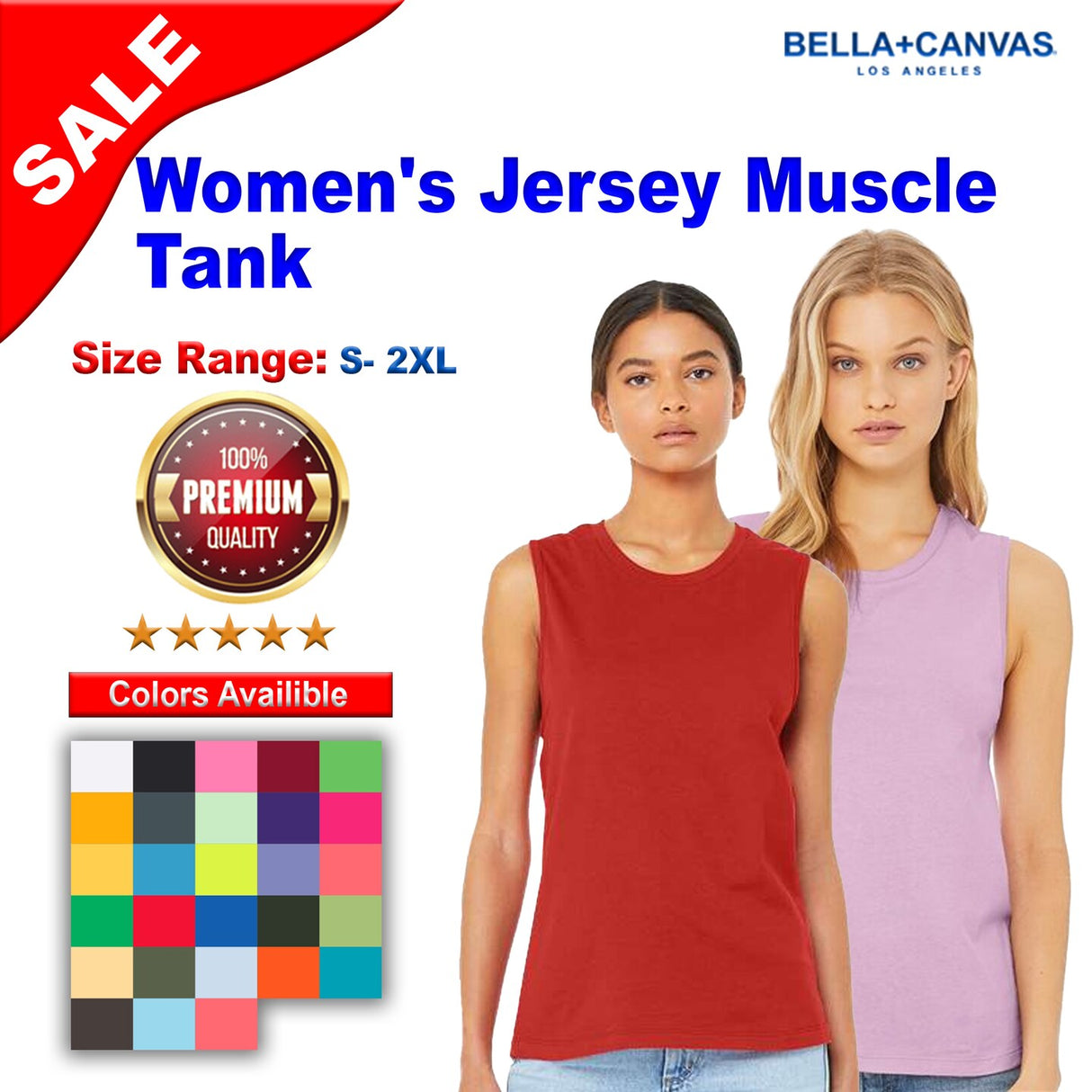 BELLA + CANVAS® Women's Jersey Muscle Short Sleeve Crew Neck Tank - 6003