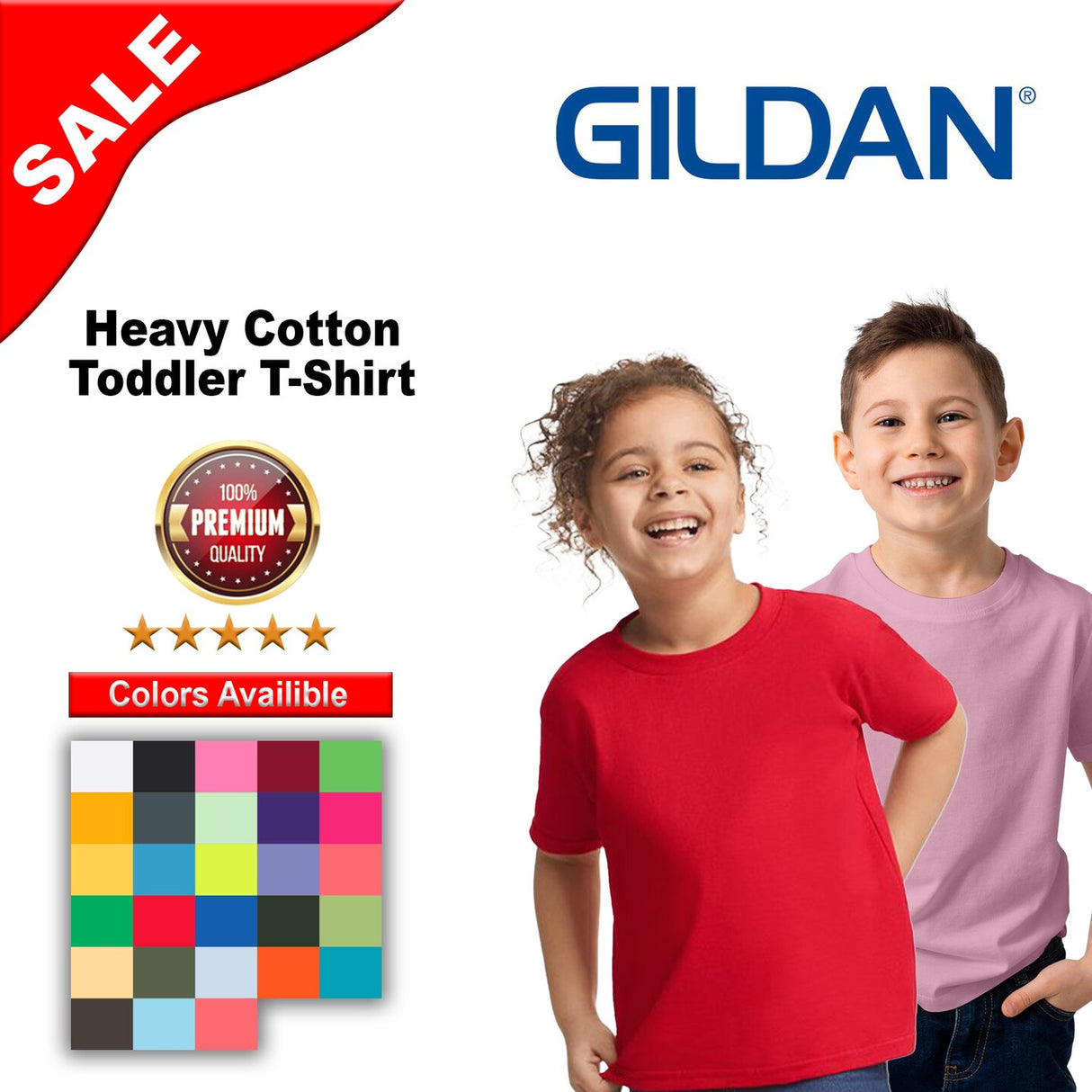 Gildan® Heavy Cotton Toddler Crewneck Short Sleeve T-Shirt