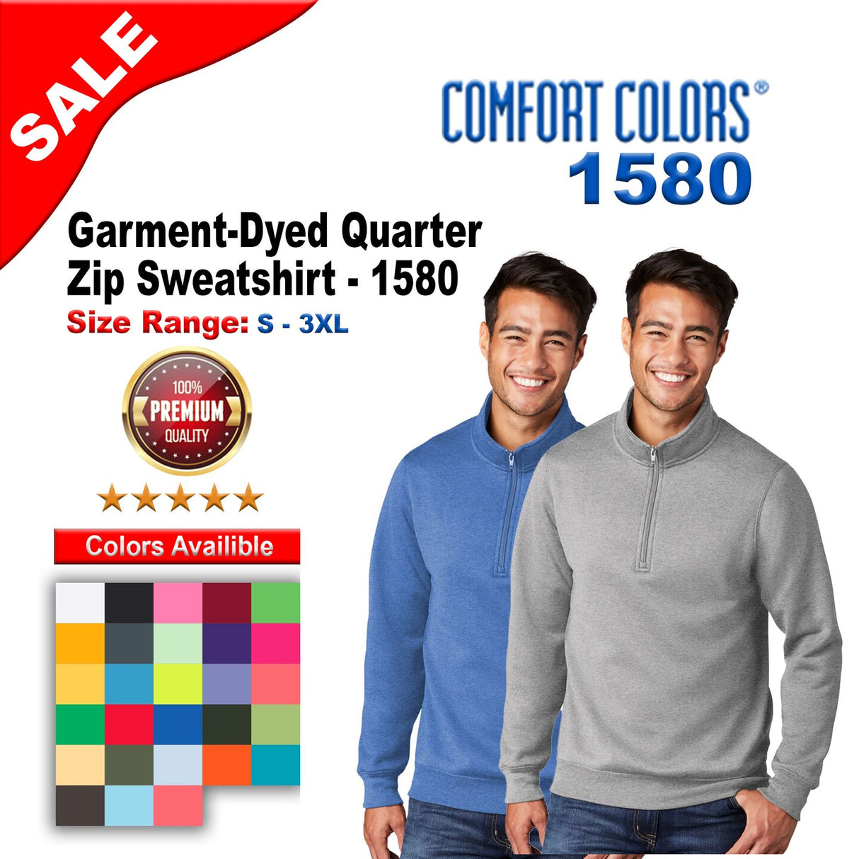 Comfort Colors® Garment-Dyed Quarter Zip Sweatshirt