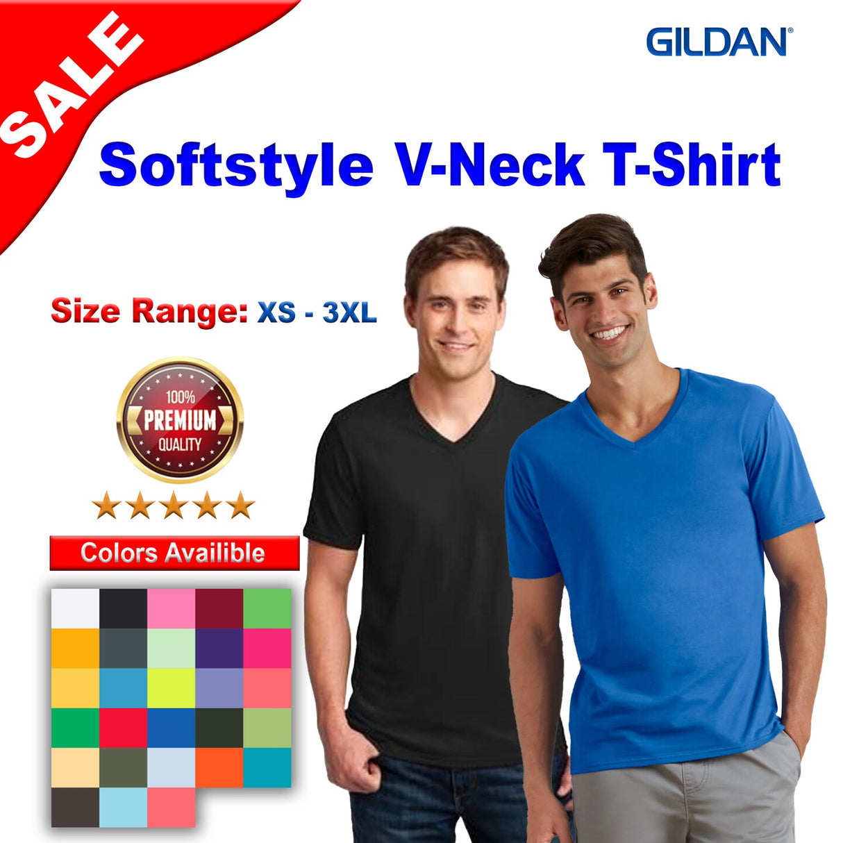 Gildan® Softstyle V-Neck Short Sleeve T-Shirt