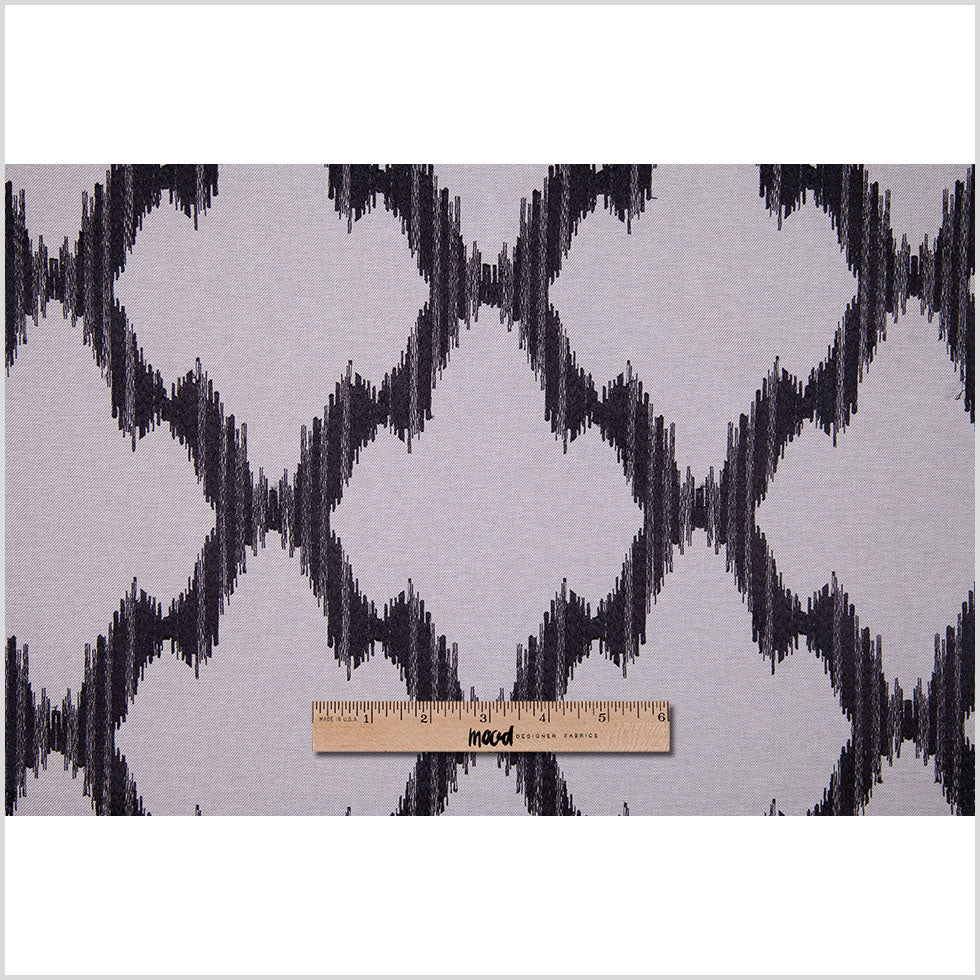 Gray and Black Embroidered Diamonds Woven