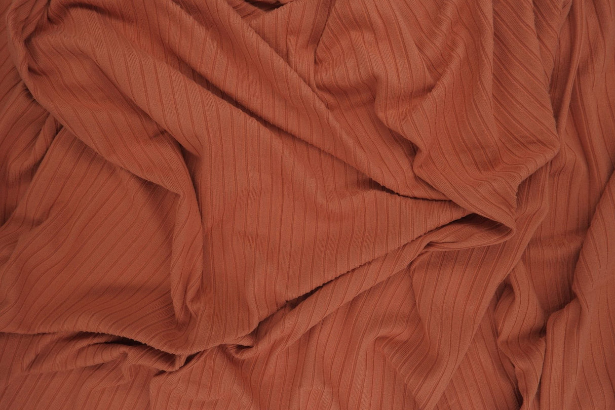 Rib Stretch Knit Fabric Solid
