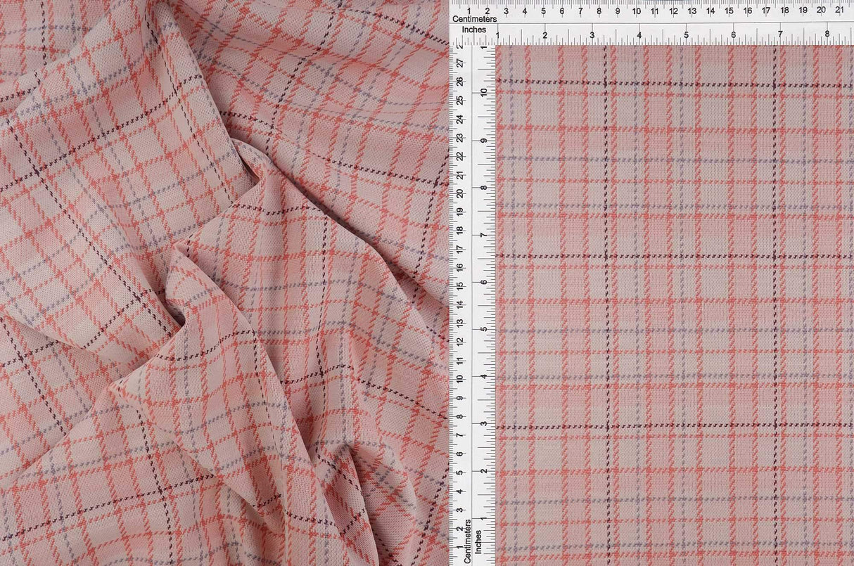 1 Yard Knit Jacquard Plaid Fabric 230 GSM Polyester Rayon Spandex Blend 58/60" Width